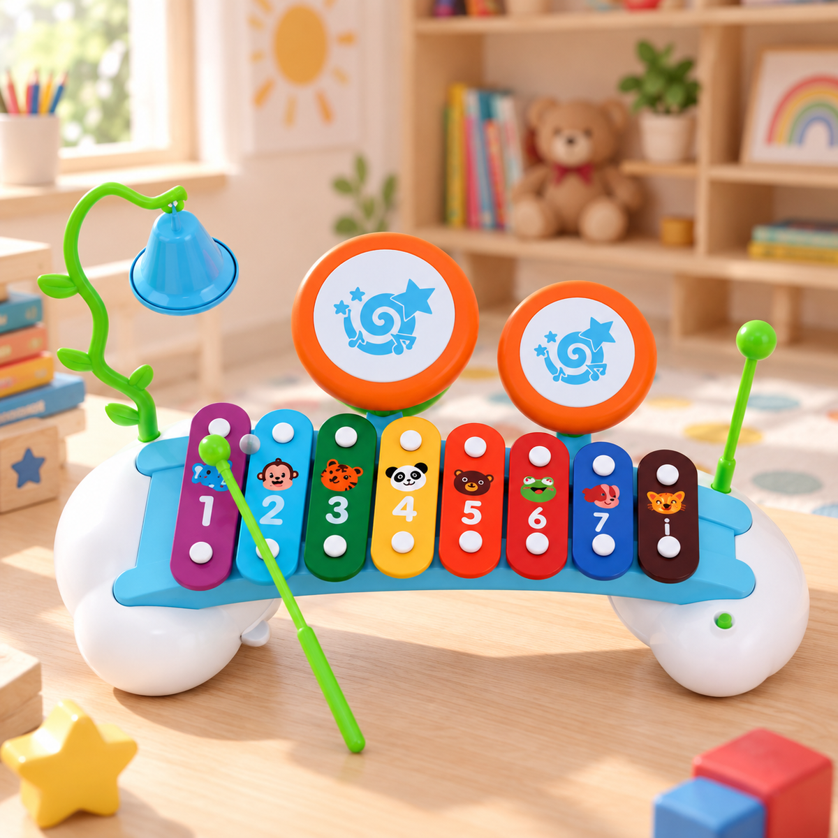 Rainbow Musical Bridge with Bells and Drums