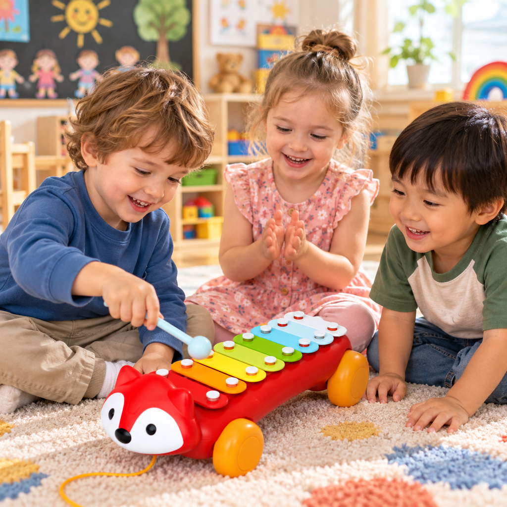 Baby Fox Xylophone Pull Toy with Mallet