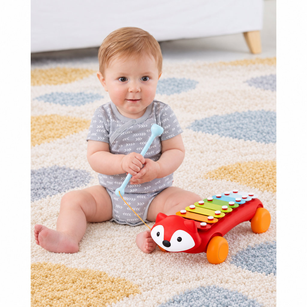Baby Fox Xylophone Pull Toy with Mallet