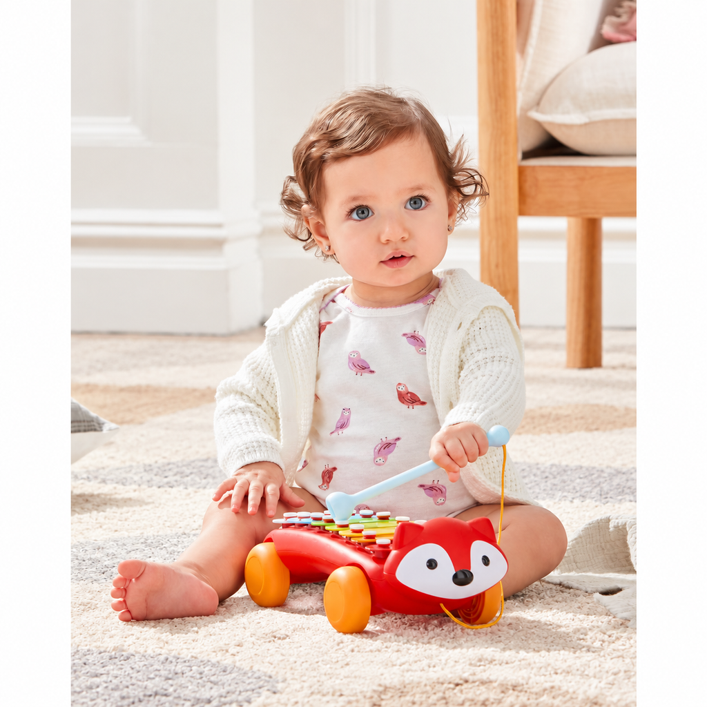 Baby Fox Xylophone Pull Toy with Mallet