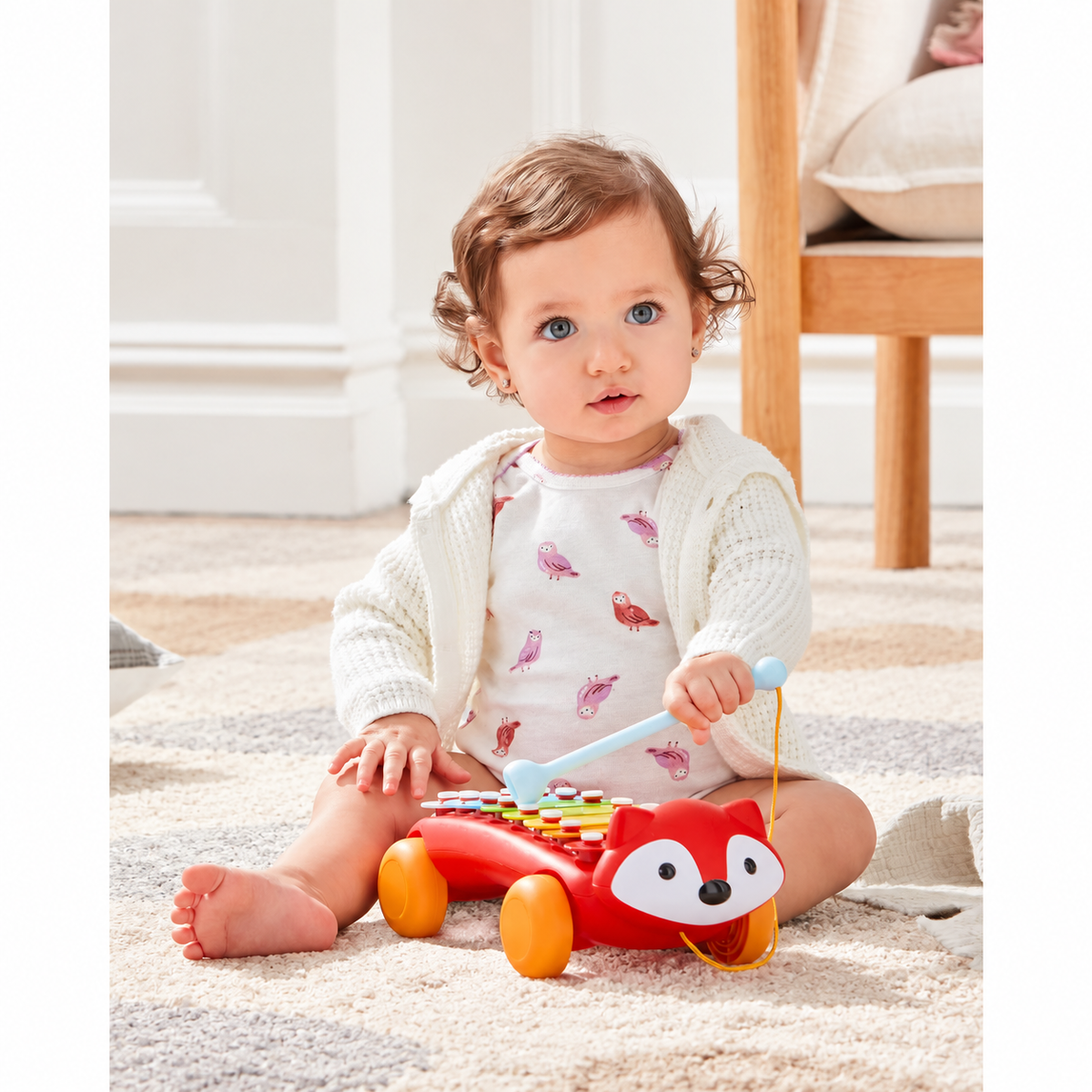 Baby Fox Xylophone Pull Toy with Mallet