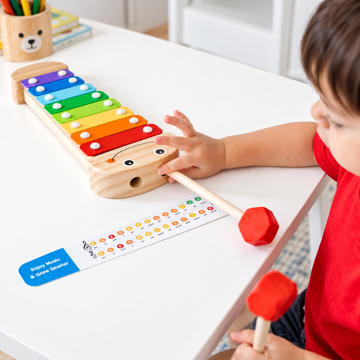 Wooden Caterpillar Xylophone with Two Mallets