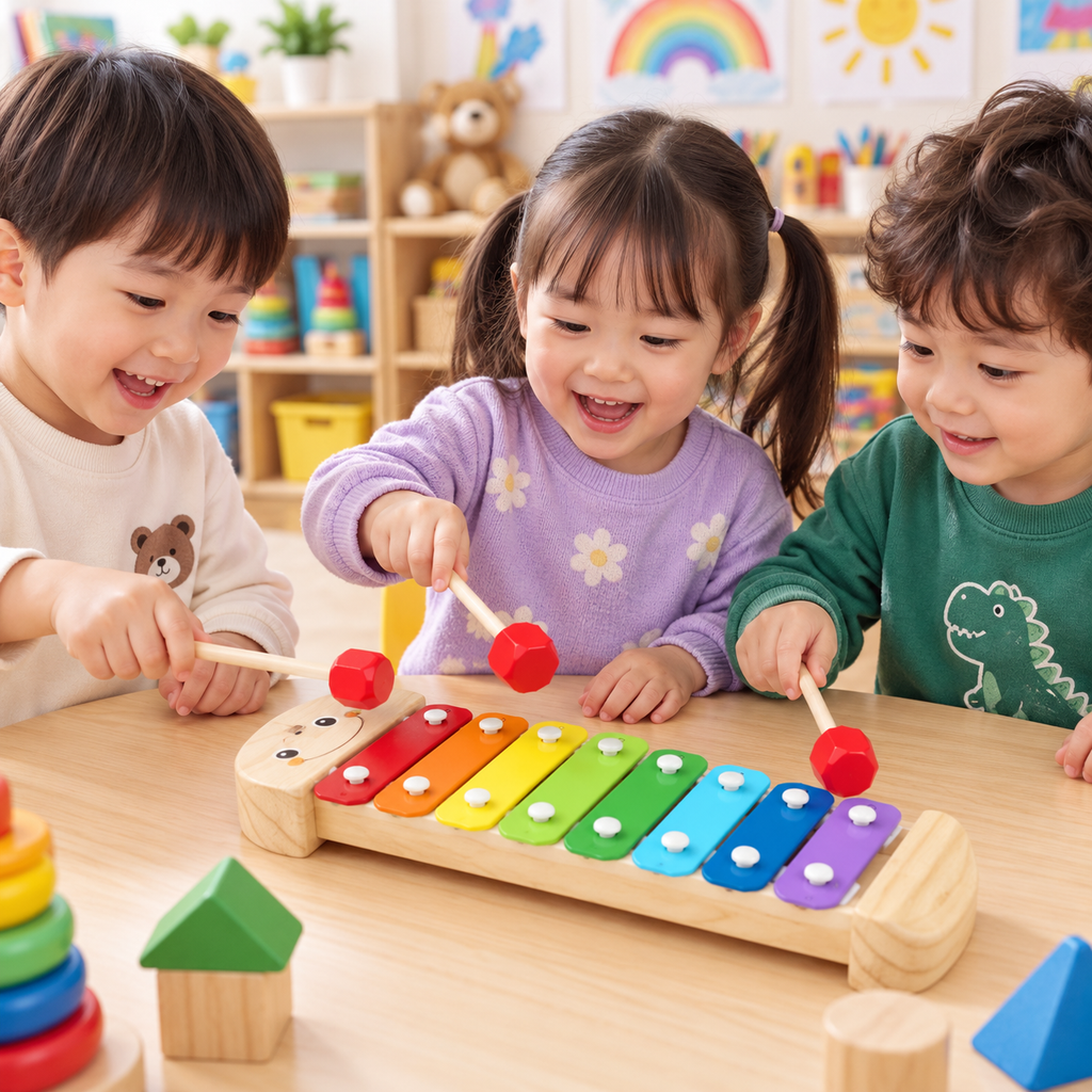 Wooden Caterpillar Xylophone with Two Mallets