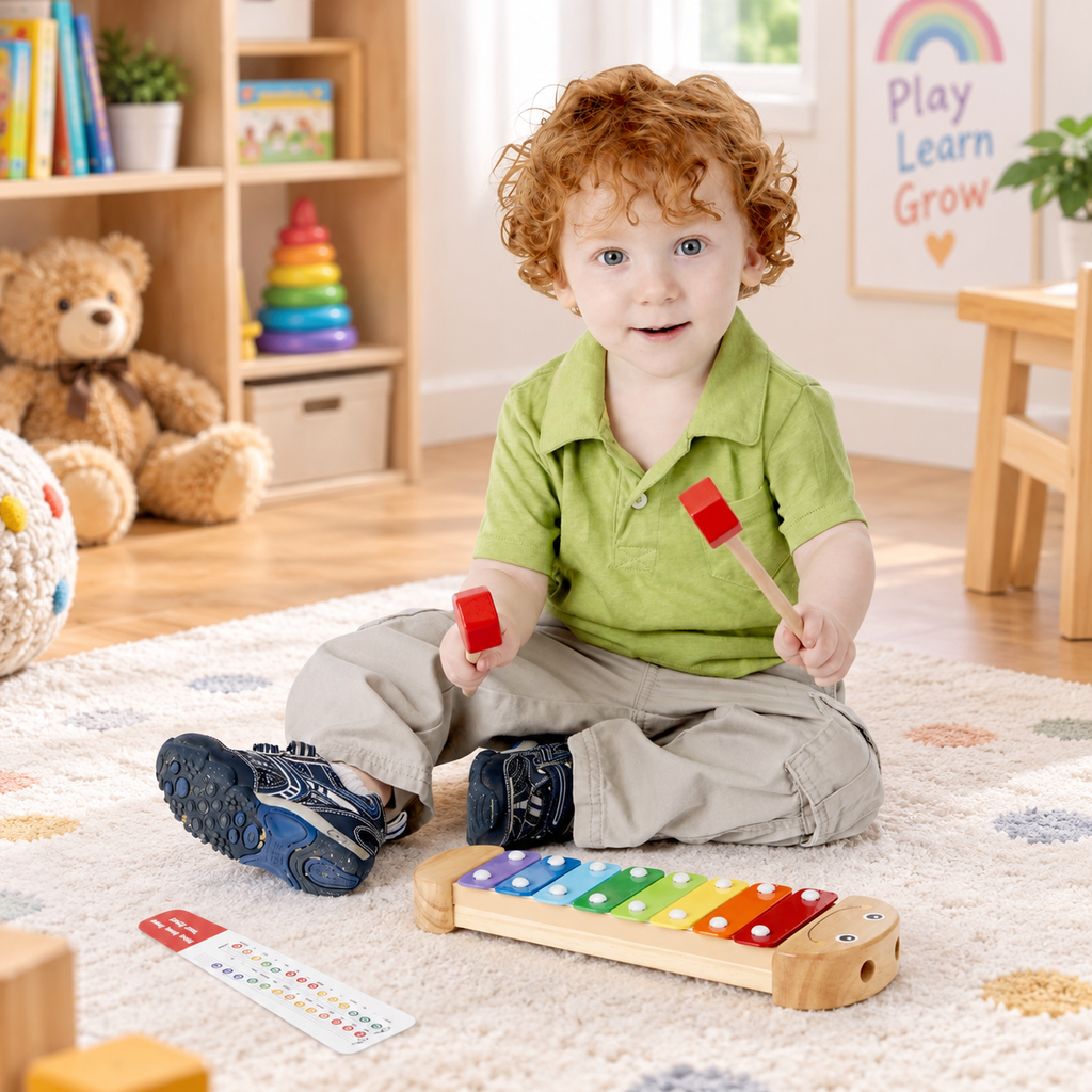 Wooden Caterpillar Xylophone with Two Mallets
