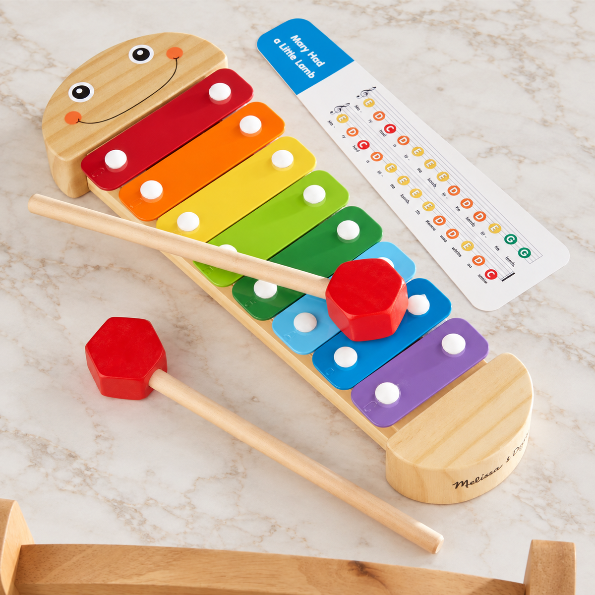Wooden Caterpillar Xylophone with Two Mallets