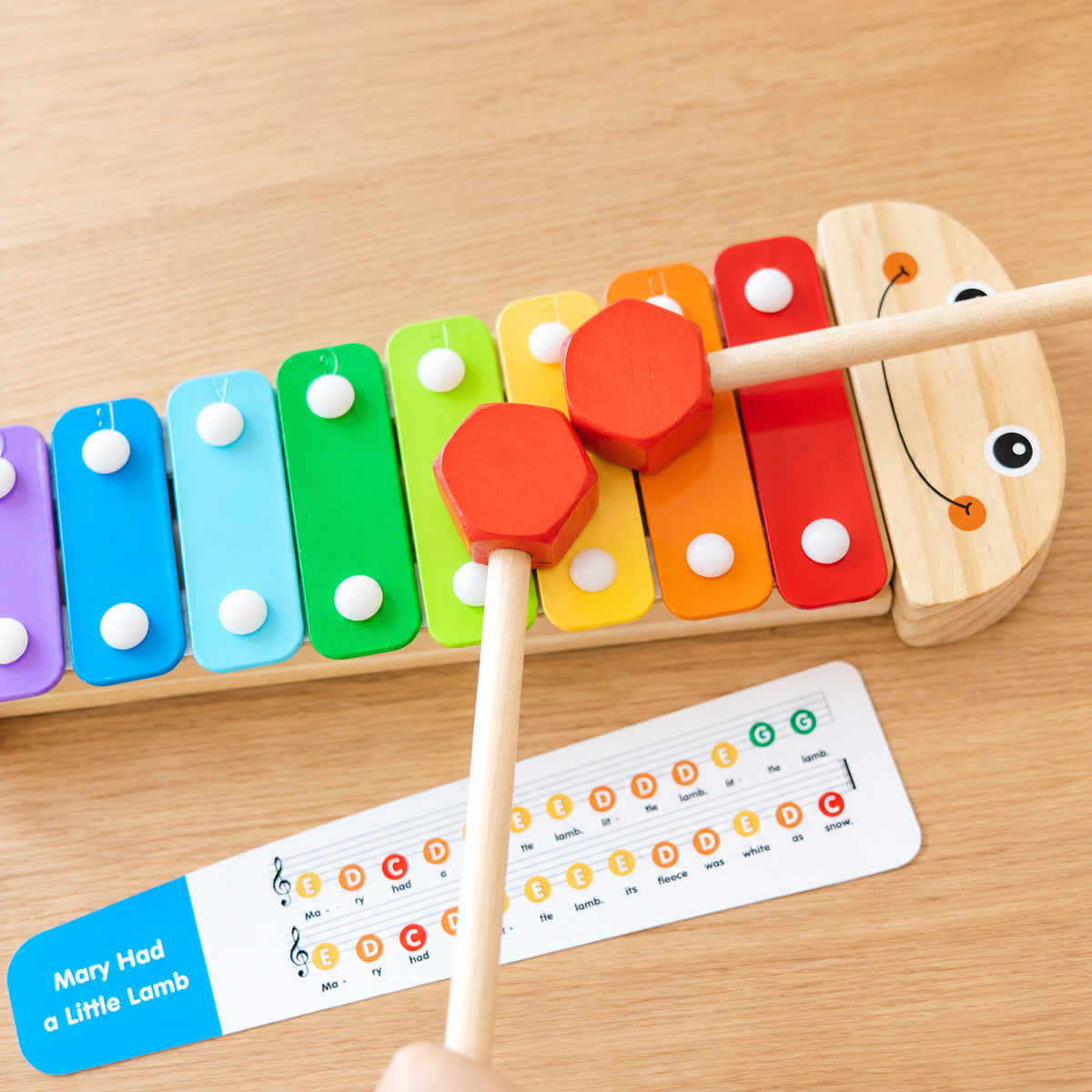 Wooden Caterpillar Xylophone with Two Mallets